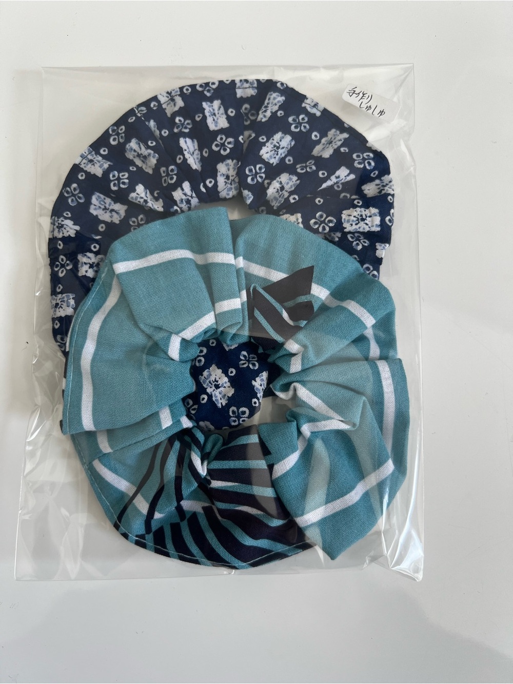 NWT Japanese Handmade Fabric Scrunchies Set - Traditional Woven & Floral Pattern